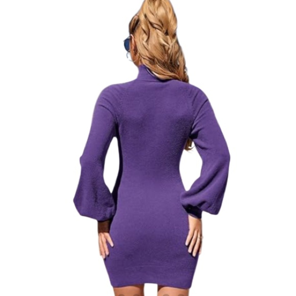 💜NWT! EXLURA! GORGEOUS SWEATER DRESS! SO TRENDY & COMFY! BODYCON! MOCK NECK! - Picture 4 of 16